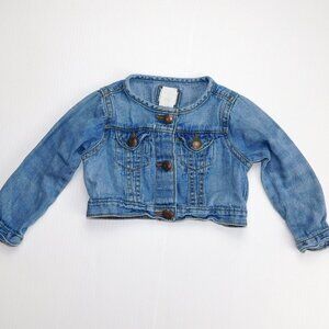 Oshkosh B'gosh Crop Blue Jean Denim  Jacket Baby Girls 18 Months